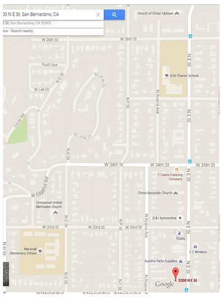 Map showing the Pot Shop area that was raided Friday